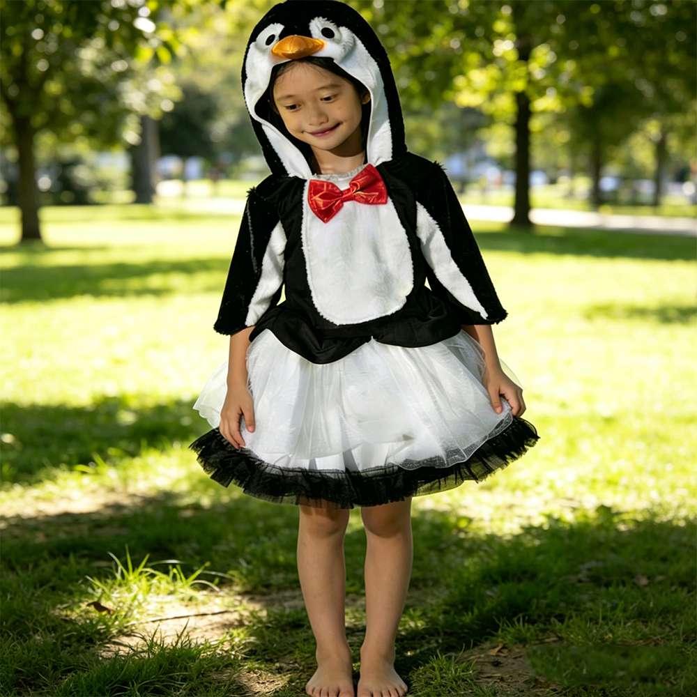 Girls' Clothing Black & White Penguin