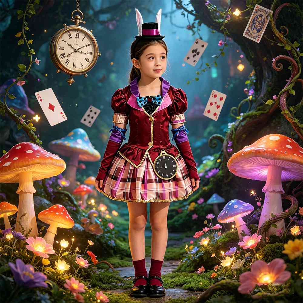 Girls' Clothing Burgundy Milliner Costume